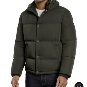 Men’s Lucky heavy hooded puffer coat (Olive Green)​​​